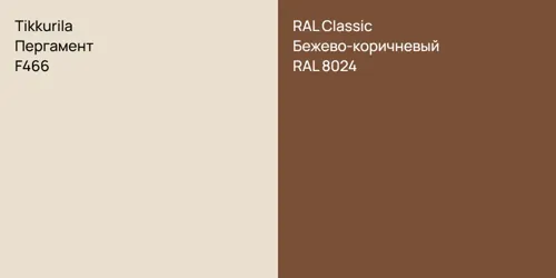 F466 Пергамент vs RAL 8024 Бежево-коричневый