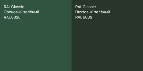 RAL 6028 Сосновый зелёный vs RAL 6009 Пихтовый зелёный