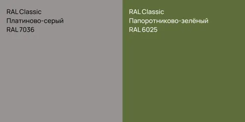 RAL 7036 Платиново-серый vs RAL 6025 Папоротниково-зелёный