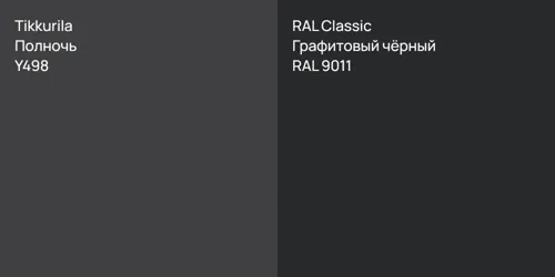 Y498 Полночь vs RAL 9011 Графитовый чёрный