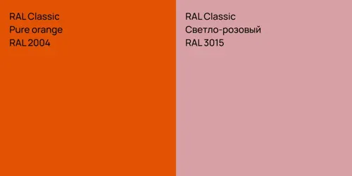 RAL 2004  Pure orange vs RAL 3015 Светло-розовый