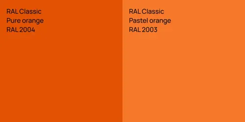 RAL 2004  Pure orange vs RAL 2003  Pastel orange