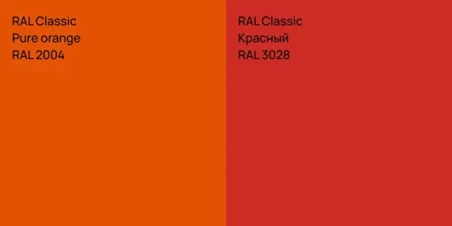 RAL 2004  Pure orange vs RAL 3028 Красный