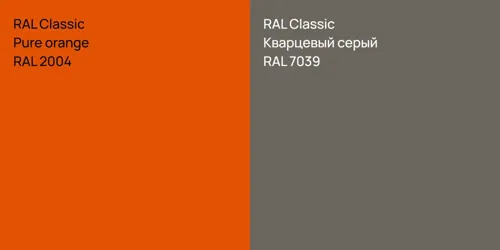 RAL 2004 Pure orange vs RAL 7039 Кварцевый серый