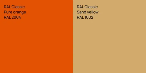 RAL 2004  Pure orange vs RAL 1002  Sand yellow