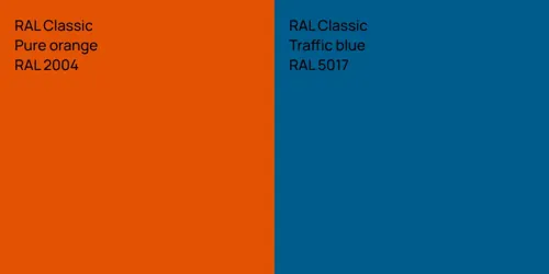 RAL 2004  Pure orange vs RAL 5017  Traffic blue