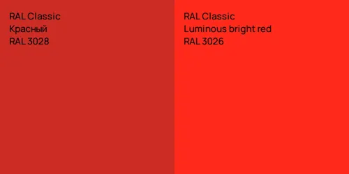 RAL 3028 Красный vs RAL 3026  Luminous bright red