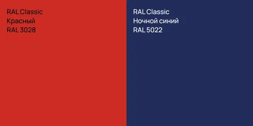 RAL 3028 Красный vs RAL 5022 Ночной синий