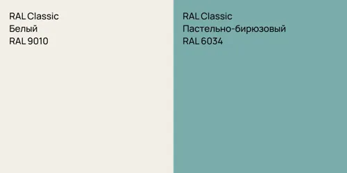 RAL 9010 Белый vs RAL 6034 Пастельно-бирюзовый