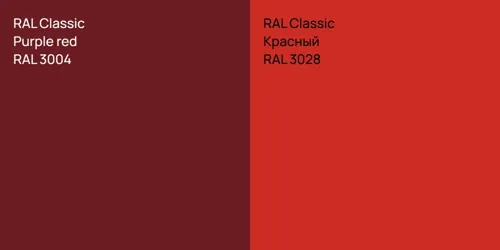 RAL 3004  Purple red vs RAL 3028 Красный