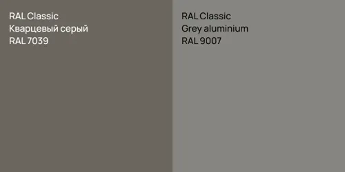 RAL 7039 Кварцевый серый vs RAL 9007  Grey aluminium