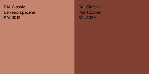 RAL 3012 Бежево-красный vs RAL 8029  Pearl copper