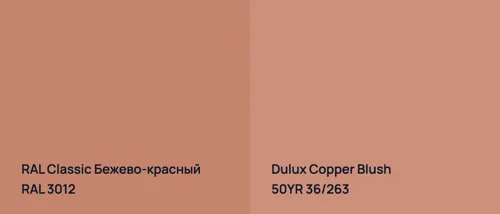 RAL 3012 Бежево-красный vs 50YR 36/263 Copper Blush