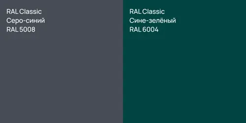 RAL 5008 Серо-синий vs RAL 6004 Сине-зелёный