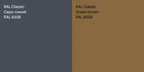 RAL 5008 Серо-синий vs RAL 8000  Green brown