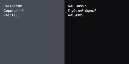 RAL 5008 Серо-синий vs RAL 9005 Глубокий чёрный