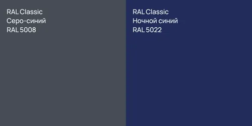 RAL 5008 Серо-синий vs RAL 5022 Ночной синий