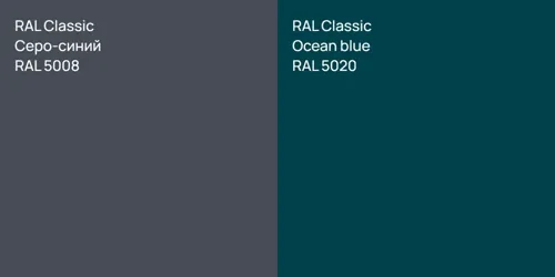 RAL 5008 Серо-синий vs RAL 5020  Ocean blue