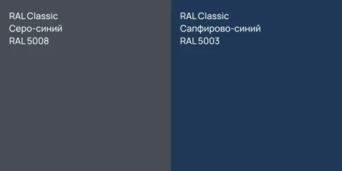 RAL 5008 Серо-синий vs RAL 5003 Сапфирово-синий