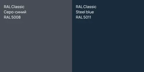 RAL 5008 Серо-синий vs RAL 5011  Steel blue