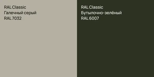 RAL 7032 Галечный серый vs RAL 6007 Бутылочно-зелёный