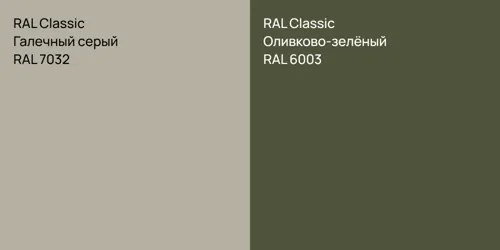 RAL 7032 Галечный серый vs RAL 6003 Оливково-зелёный