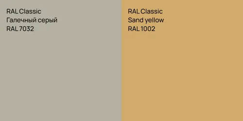 RAL 7032 Галечный серый vs RAL 1002  Sand yellow