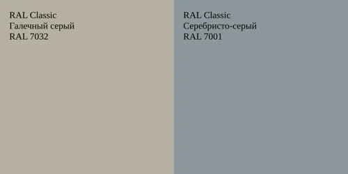 RAL 7032 Галечный серый vs RAL 7001 Серебристо-серый