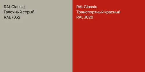 RAL 7032 Галечный серый vs RAL 3020 Транспортный красный