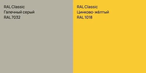 RAL 7032 Галечный серый vs RAL 1018 Цинково-жёлтый