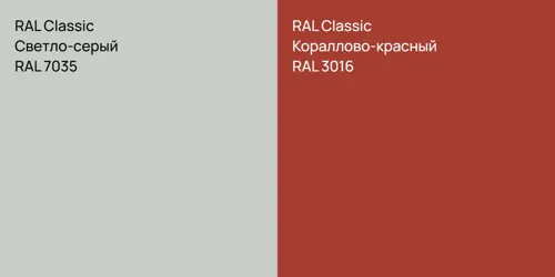 RAL 7035 Светло-серый vs RAL 3016 Кораллово-красный