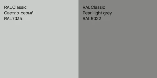 RAL 7035 Светло-серый vs RAL 9022  Pearl light grey