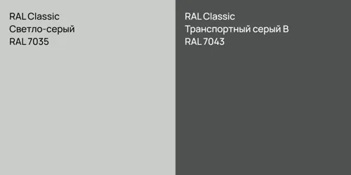 RAL 7035 Светло-серый vs RAL 7043 Транспортный серый B