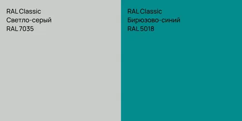 RAL 7035 Светло-серый vs RAL 5018 Бирюзово-синий