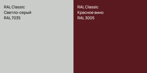 RAL 7035 Светло-серый vs RAL 3005 Красное вино