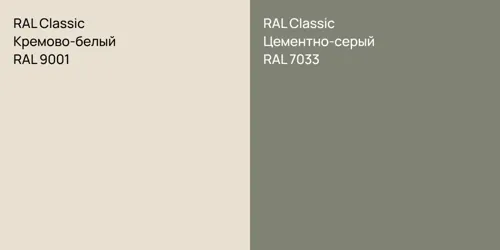 RAL 9001 Кремово-белый vs RAL 7033 Цементно-серый