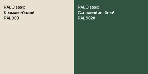 RAL 9001 Кремово-белый vs RAL 6028 Сосновый зелёный