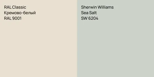 RAL 9001 Кремово-белый vs SW 6204 Sea Salt
