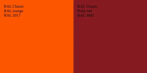 RAL 2017  RAL orange vs RAL 3003  Ruby red