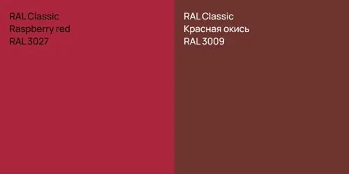 RAL 3027  Raspberry red vs RAL 3009 Красная окись