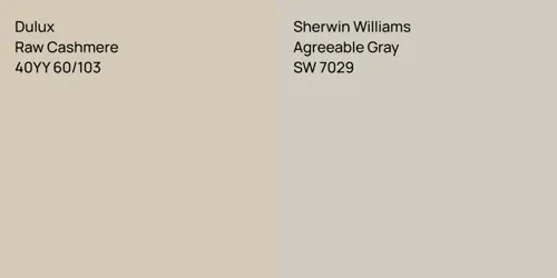 40YY 60/103 Raw Cashmere vs SW 7029 Agreeable Gray