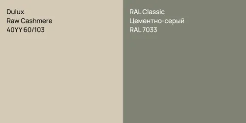 40YY 60/103 Raw Cashmere vs RAL 7033 Цементно-серый