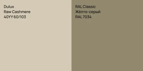 40YY 60/103 Raw Cashmere vs RAL 7034 Жёлто-серый