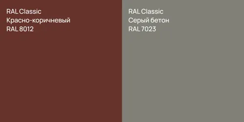 RAL 8012 Красно-коричневый vs RAL 7023 Серый бетон