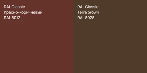 RAL 8012 Красно-коричневый vs RAL 8028  Terra brown