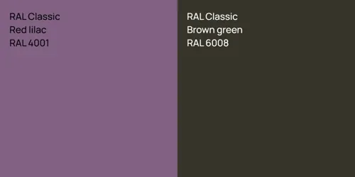 RAL 4001  Red lilac vs RAL 6008  Brown green