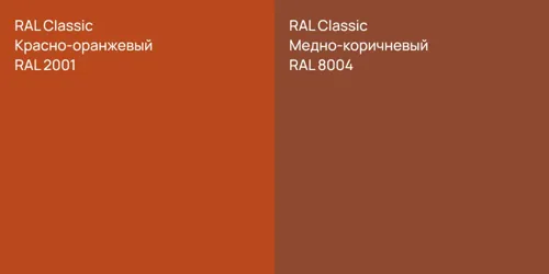RAL 2001 Красно-оранжевый vs RAL 8004 Медно-коричневый