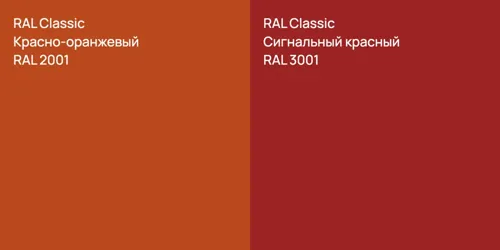 RAL 2001 Красно-оранжевый vs RAL 3001 Сигнальный красный