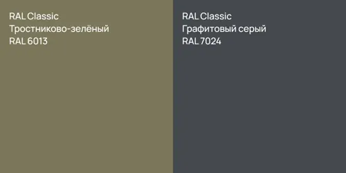 RAL 6013 Тростниково-зелёный vs RAL 7024 Графитовый серый