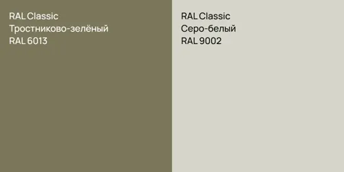 RAL 6013 Тростниково-зелёный vs RAL 9002 Серо-белый